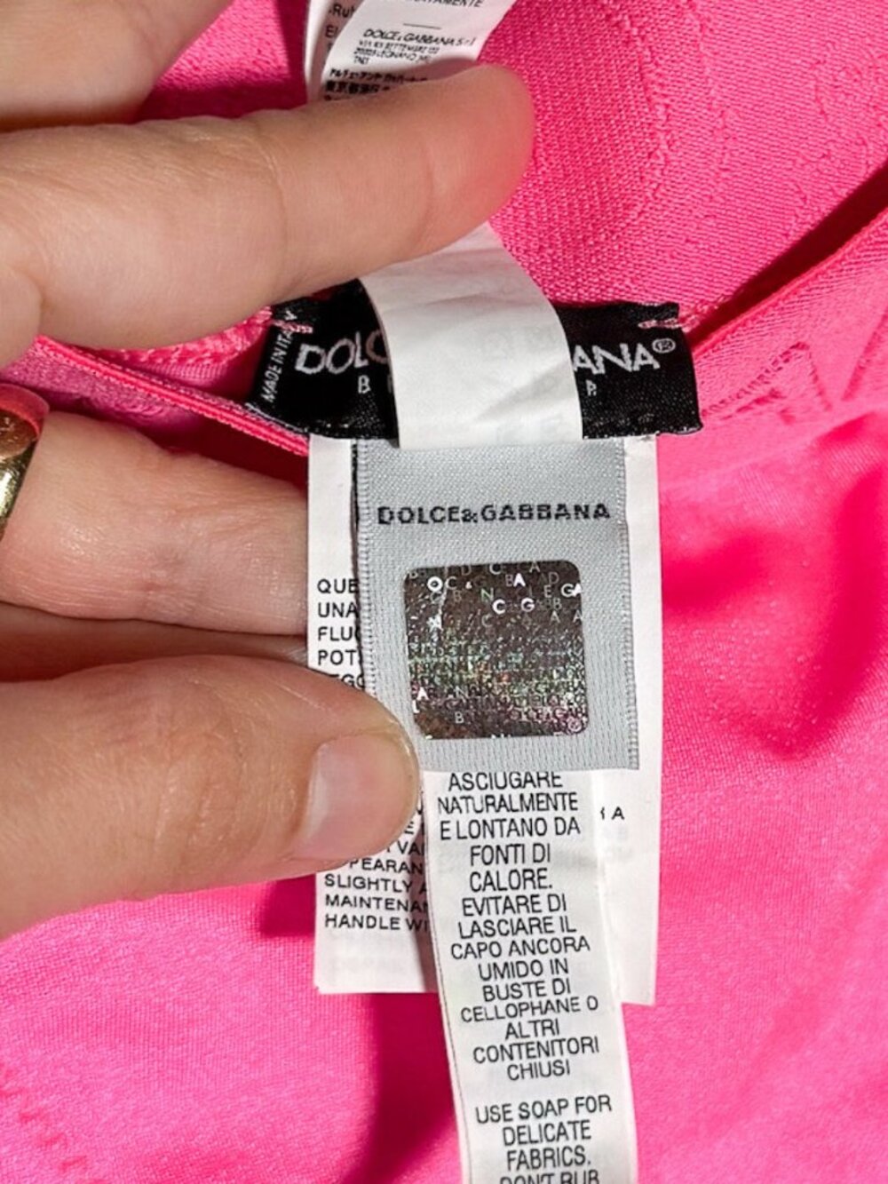 Dolce & Gabbana Hot Pink Logo Jacquard 2-Pieces Bikini Swimsuit - Picture 14 of 16